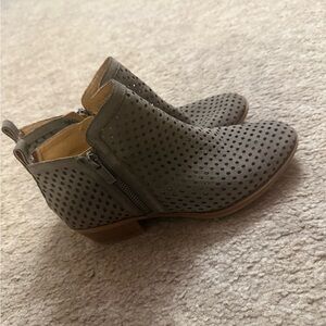 Lucky Brand Gray Perforated Ankle Booties